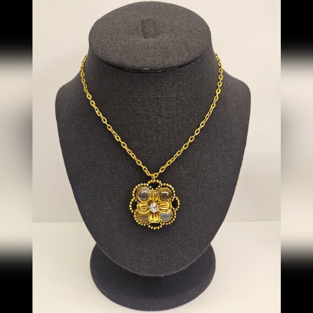 Goldtone Flower Pendant Necklace